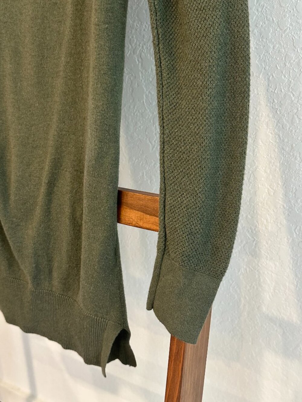 LOFT Outlet Hunter Green Long Sleeve Tunic Sweater Small Textured Sleeves - Picture 4 of 13